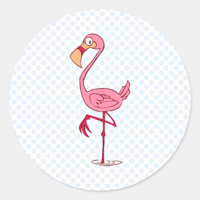 Pegatina Redonda Finny Flamingo (Anverso)
