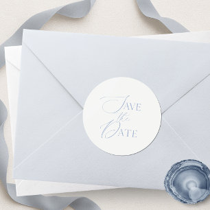 Pegatina Redonda Fino Arte Dusty Blue Save the Date
