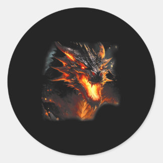 Pegatina Redonda Fire Dragon Head Myththagon Love Respirar Fi