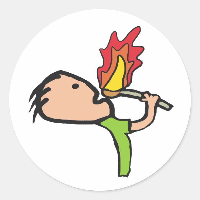 Pegatina Redonda Fire Eating (Anverso)