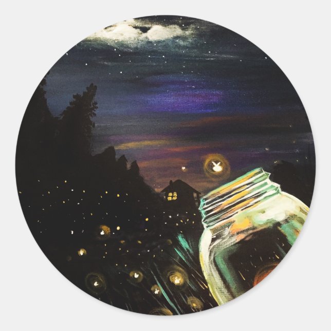 Pegatina Redonda Fire Fly Sky (Anverso)