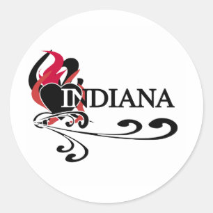 Pegatina Redonda Fire Heart Indiana