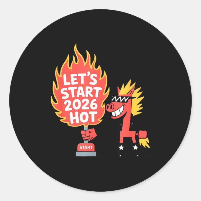 Pegatina Redonda Fire Year Of The Horse – Chinese Zodiac New Year 2 (Anverso)