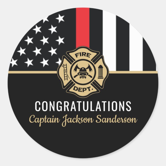 Pegatina Redonda Firefighter Fire Department Retirement Fireman (Anverso)