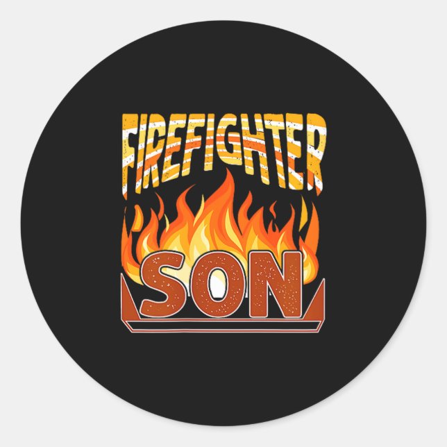 Pegatina Redonda Firefighter Son Fireman Gift Proud Firefighter Quo (Anverso)