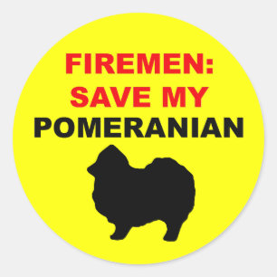 Pegatina Redonda Fireman salva a mi Pomerania