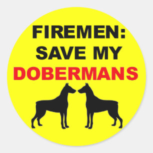 Pegatina Redonda Fireman salva a mis dobermanes