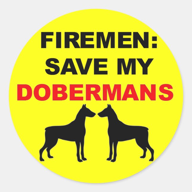 Pegatina Redonda Fireman salva a mis dobermanes (Anverso)