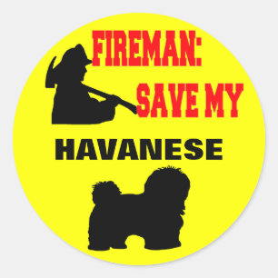 Pegatina Redonda Fireman salva mi Havanese