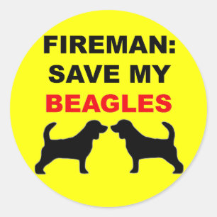 Pegatina Redonda Fireman Salva Mis Beagles
