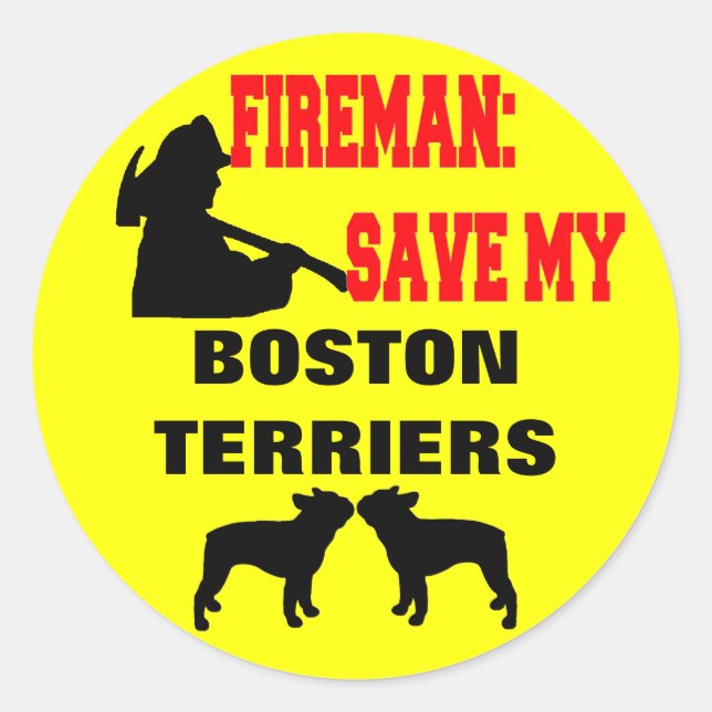Pegatina Redonda Fireman salva mis territorios de Boston (Anverso)