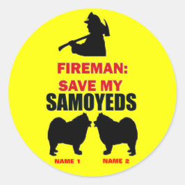 Pegatina Redonda Fireman Salve Mis Samoyes