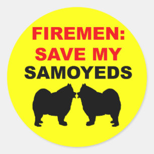 Pegatina Redonda Fireman Salve Mis Samoyes