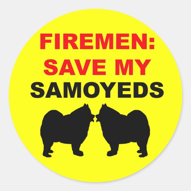 Pegatina Redonda Fireman Salve Mis Samoyes (Anverso)