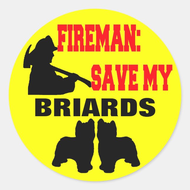 Pegatina Redonda Fireman Save My Briards (Anverso)