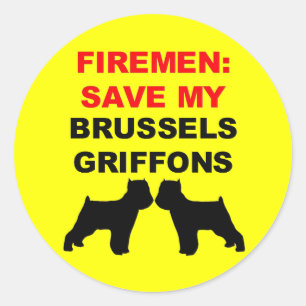 Pegatina Redonda Fireman Save My Brussels Griffons
