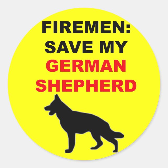 Pegatina Redonda Fireman Save My German Shepherd (Anverso)
