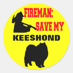Pegatina Redonda Fireman Save My Keeshond