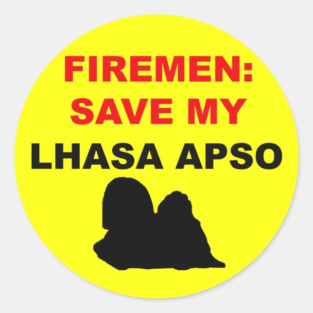 Pegatina Redonda Fireman Save My Lhasa Apso (Anverso)