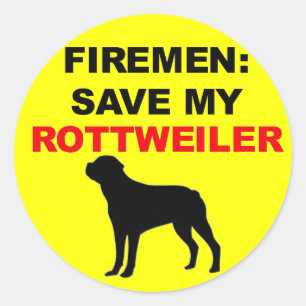 Pegatina Redonda Fireman Save My Rottweiler