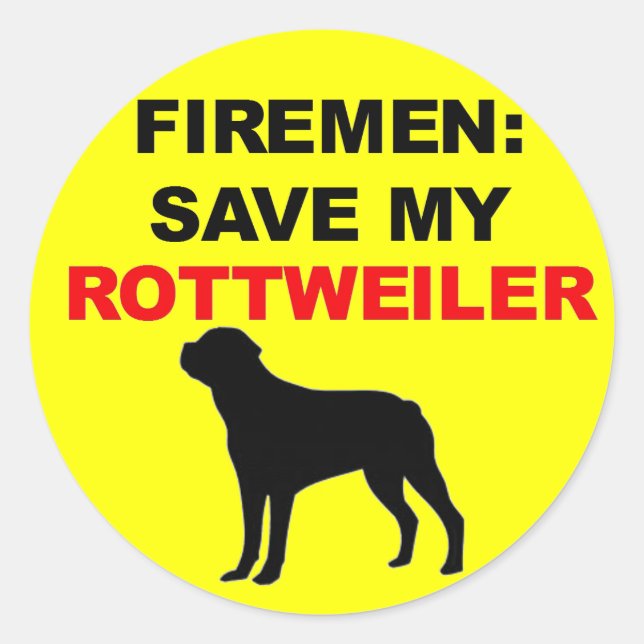 Pegatina Redonda Fireman Save My Rottweiler (Anverso)