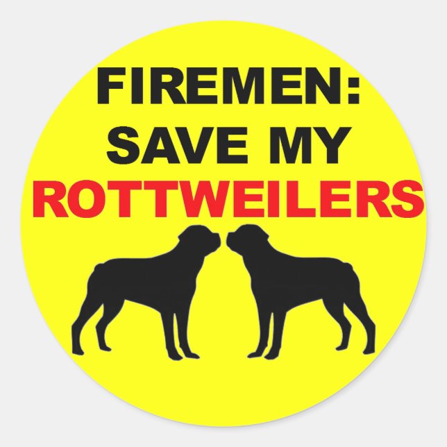 Pegatina Redonda Fireman Save My Rottweilers (Anverso)