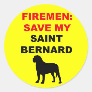 Pegatina Redonda Fireman Save My Saint Bernard