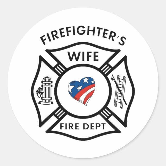 Pegatina Redonda Fireman Wives USA (Anverso)