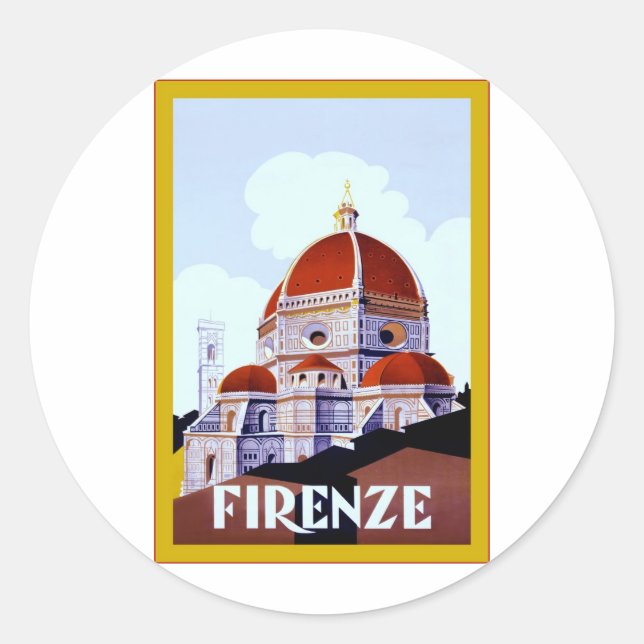 Pegatina Redonda Firenze ~ Viajes italianos de época (Anverso)