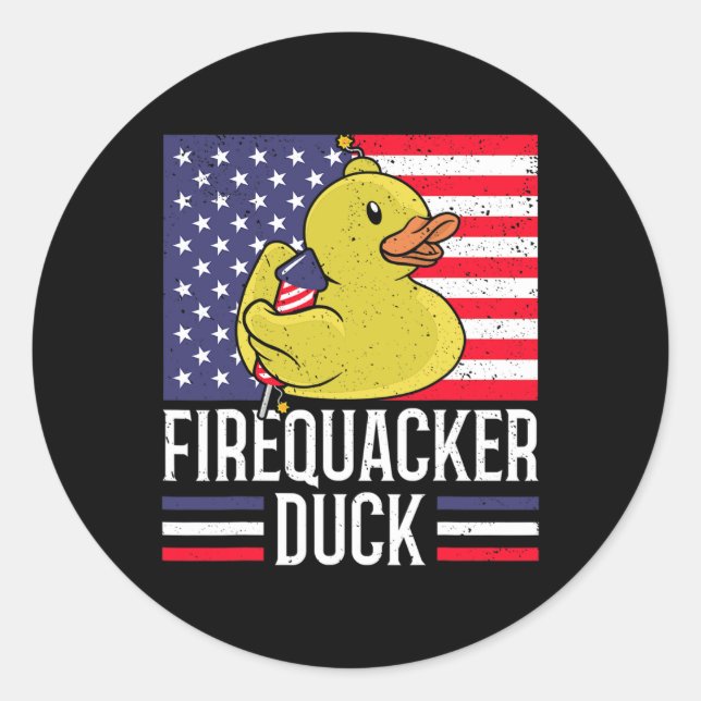 Pegatina Redonda Firequacker Duck 4 De Julio Firecracker Independie (Anverso)