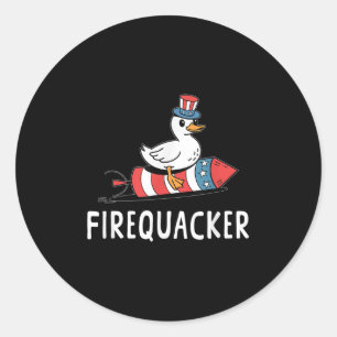 Pegatina Redonda Firequacker Gracioso 4 De Julio Patriótico Silly G