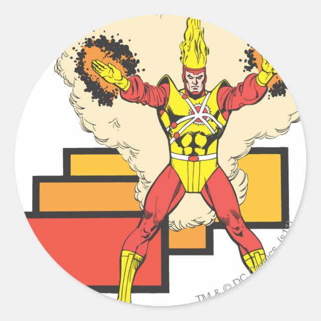 Pegatina Redonda Firestorm En Su Elemento (Anverso)