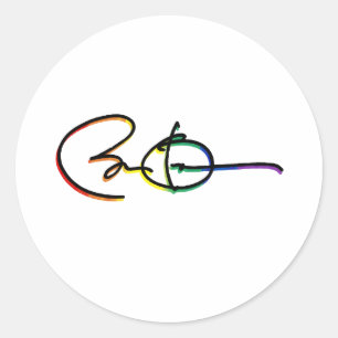 Pegatina Redonda Firma Barack Obama Orgullo Arcoíris - LGBT Políti