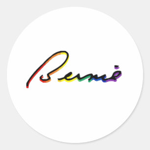 Pegatina Redonda Firma Bernie Sanders Orgullo Arcoíris - LGBT Poli
