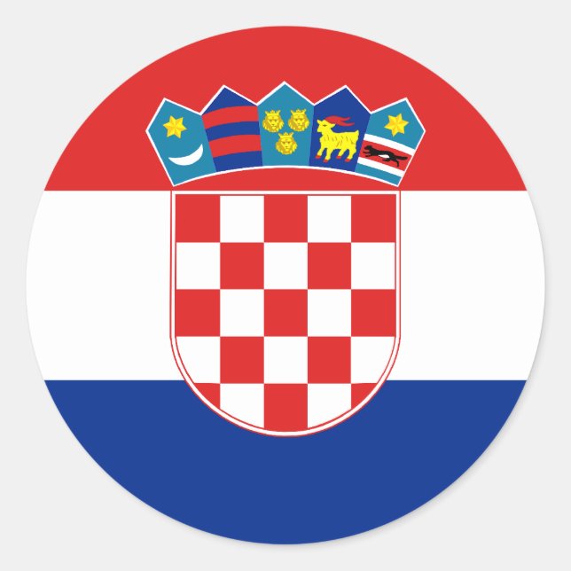 Pegatina Redonda Firma Civil De Croacia, Bandera De Croacia (Anverso)