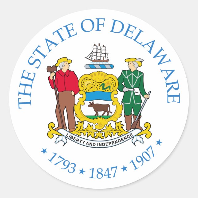 Pegatina Redonda Firma de Delaware (Anverso)