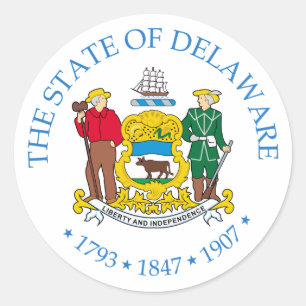 Pegatina Redonda Firma de Delaware