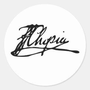 Pegatina Redonda Firma de Frédéric Chopin
