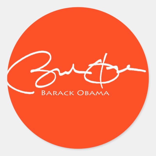 Pegatina Redonda Firma de Obama (Anverso)
