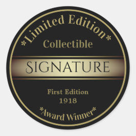 Pegatina Redonda Firma de producto colectivo en negro y oro