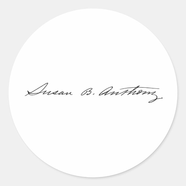 Pegatina Redonda Firma de Suffragette Susan B. Anthony (Anverso)