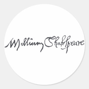 Pegatina Redonda Firma de William Shakespeare