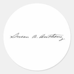 Pegatina Redonda Firma del Suffragette Susan B. Anthony