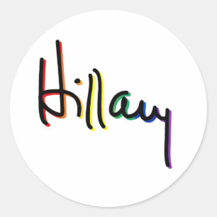 Pegatina Redonda Firma Hillary Clinton Orgullo arcoiris - LGTB
