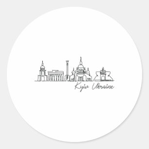 Pegatina Redonda Firma panorama de la ciudad de Kiev - Recuerdo de 