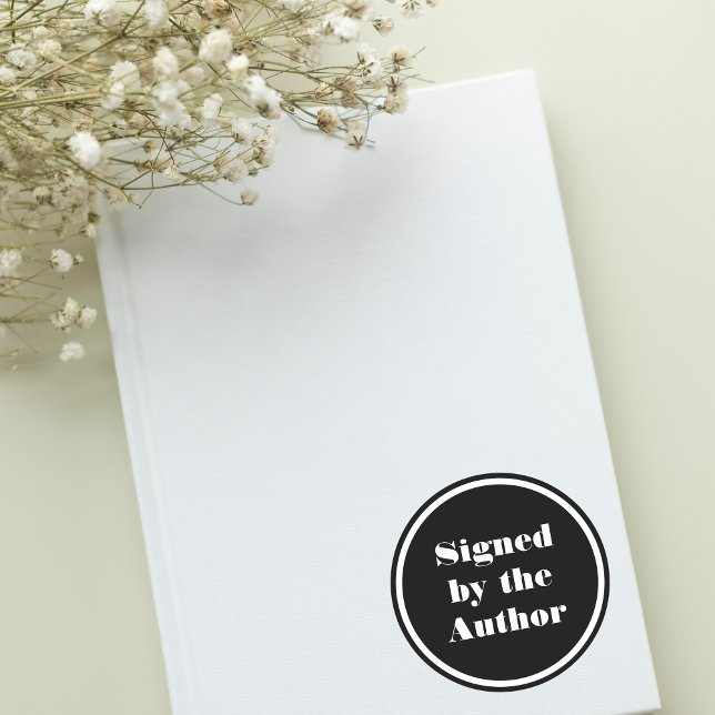 Pegatina Redonda Firmado por el autor mínimo simple (signed by author sticker for author and their book launch)