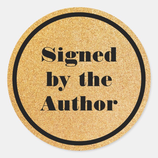 Pegatina Redonda Firmado por el autor purpurina Gold (Anverso)