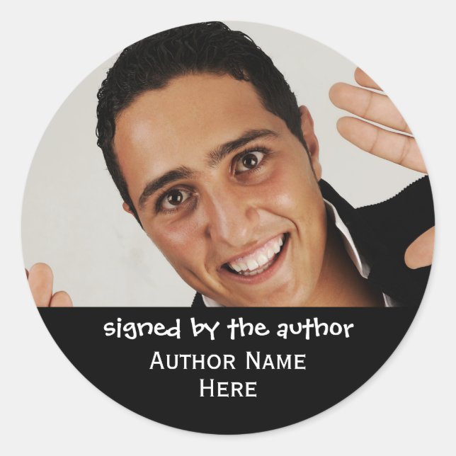 Pegatina Redonda Firmado Por El Libro De Fotos Del Autor (Anverso)