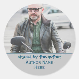 Pegatina Redonda Firmado Por El Libro De Plantilla De Fotografía De