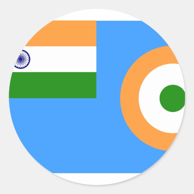 Pegatina Redonda Firmar la Fuerza Aérea India (Anverso)